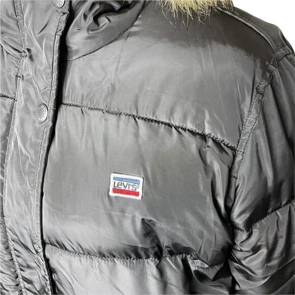 Levi's Faux Fur trim Snorkel Bomber jacket Medium black - Picture 4 of 13